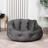 Zoon Button-Tufted Round Bed Slate - Medium