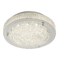 Searchlight Florida Flush LED Ceiling Flush(Dia 30cm) Chrome Clear Crystal Centre Deco