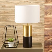 Pacific Lifestyle Etosha Table Lamp - Dark Wood and Gold Metal
