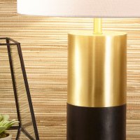 Pacific Lifestyle Etosha Table Lamp - Dark Wood and Gold Metal