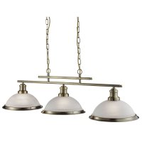 Searchlight Bistro 3 Light Ceiling Bar Antique Brass Marble Glass