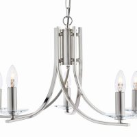 Searchlight Ascona 5 Light Pendant - Satin Silver with Clear Glass Sconces