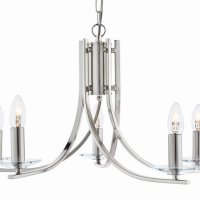 Searchlight Ascona 5 Light Pendant Satin Silver with Clear Glass Sconces