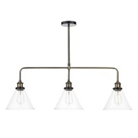 Dar Ray 3 Light Bar Pendant Antique Brass Clear