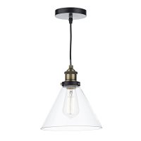 Dar Ray 1 Light Pendant Antique Brass Clear