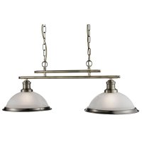Searchlight Bistro 2 Light Ceiling Bar Antique Brass Marble Glass