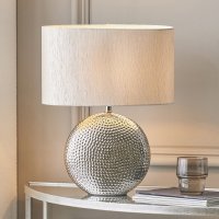 Pacific Lifestyle Mabel Dot Textured Ceramic Table Lamp - Silver
