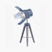 Pacific Lifestyle Hereford Film Tripod Table Lamp - Grey Wood and Silver Metal