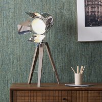 Pacific Lifestyle Hereford Film Tripod Table Lamp - Grey Wood and Silver Metal