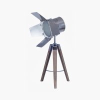 Pacific Lifestyle Hereford Film Tripod Table Lamp - Grey Wood and Silver Metal