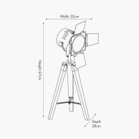 Pacific Lifestyle Hereford Film Tripod Table Lamp - Grey Wood and Silver Metal