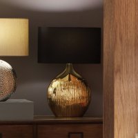 Pacific Lifestyle Gemini Etched Ceramic Table Lamp - Gold