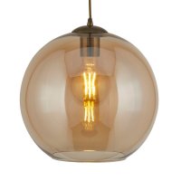 Searchlight Balls 1 Light Round Pendant (25cm Dia) Amber Glass Antique Brass