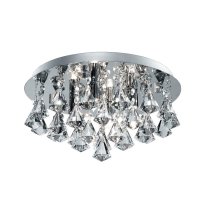 Searchlight Hanna Bathroom Ip44-4 Light Crystal Ceiling Flush Clear Pyramid Crystal Drops Chrome