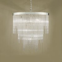 Dar Isla 7 Light Pendant Polished Chrome & Clear Glass Rods