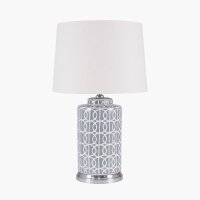 Pacific Lifestyle Aris Tall Grey and White Geo Pattern Table Lamp
