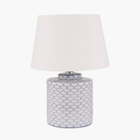Pacific Lifestyle Demetri Grey and Blue Detail Ceramic Table Lamp