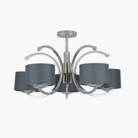 Pacific Lifestyle Arcadia Metal Curved 5 Arm Semi Flush Pendant - Silver