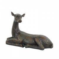 Solstice Sculptures Deer Lying Large 36cm in Dark Verdigris