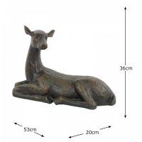Solstice Sculptures Deer Lying Large 36cm in Dark Verdigris