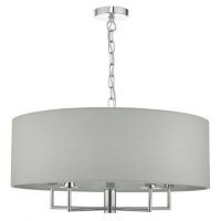 Dar Jamelia 5 Light Pendant Polished Chrome & Grey