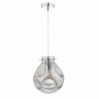 Dar Quinn Pendant Polished Chrome & Smoked Glass