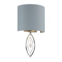 Searchlight Crown Wall Light Chrome with Grey Shade And Crystal Drop