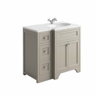 Harrogate Ripley Dovetail Grey 900mm Return Vanity Unit & Carrara Solid Surface Basin - Right Hand