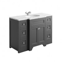 Harrogate Ripley Spa Grey 1200mm Vanity Unit & Carrara Solid Surface Basin