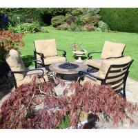 Bayfield Firepit 89Cm Coffee Table With 4 Windsor Chair Set