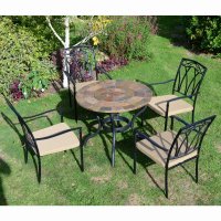 Bayfield Firepit 89Cm Table With 4 Ascot Chairs Set