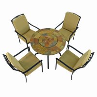 Bayfield Firepit 89Cm Table With 4 Ascot Deluxe Chairs Set