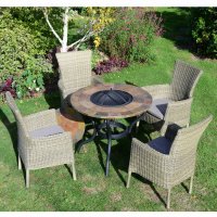 Bayfield Firepit 89Cm Table With 4 Dorchester Chairs Set