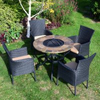 Bayfield Firepit 89Cm Table With 4 Stockholm Black Chairs Set