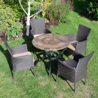 Bayfield Firepit 89Cm Table With 4 Stockholm Brown Chairs Set