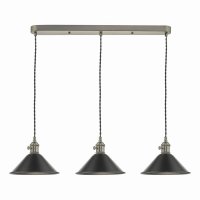 3 Light Antique Chrome Suspension With Antique Petwer Shades