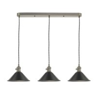 3 Light Antique Chrome Suspension With Antique Petwer Shades