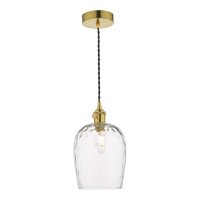 1LT Pendant Natural Brass C/W Dimpled Glass Shade