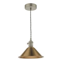 1LT Pendant Antique Chrome C/W Aged Brass Shade