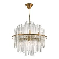 Lukas 13 Light Pendant Brushed Antique Gold And Glear Glass