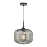 Demarius 1 Light Pendant Black and Smoked Glass