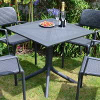 Clip 70Cm Table With 4 Bora Chair Set - Anthracite