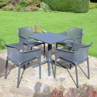 Clip 70Cm Table With 4 Net Chair Set Anthracite