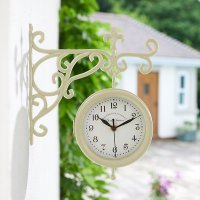 Outside In York Station Wall Clock & Thermometer 5.5in - Cream