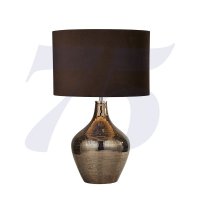 Searchlight Disco Smoked Mosaic Table Lamp With Brown Suede Shade