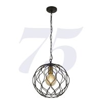 Searchlight Finesse 1Lt Round Pendant W Wavey Bar Detail-Black W Gold Lampholder