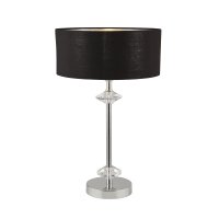 Searchlight Ontario 1Lt Chrome Table Lamp With Black Shade/Silver Inner