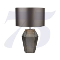 Searchlight Lucy Smoked Glass Table Lamp With Grey Drum Shade