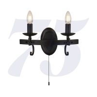 Searchlight Cartwheel III 2 Light Wall Light Black