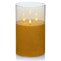 Premier Decorations FlickaBrights Triple Flame Candle in Glass 15 x 23cm - Rose Gold